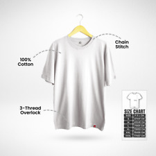 Usado, Camiseta unissex masculina adulta 100% algodão básica lisa branca camiseta tripulação comprar usado  Enviando para Brazil