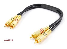 Cabo de áudio banhado a ouro 1 pé premium 2-RCA macho para macho, cabos on-line AV-401K comprar usado  Enviando para Brazil