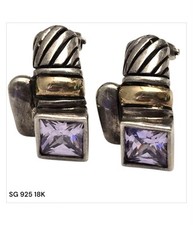Brincos de ametista com cabo ômega prata esterlina ouro 18k designer aposentado SG comprar usado  Enviando para Brazil