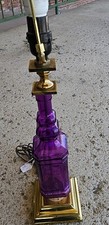 Abajur de mesa garrafa de vidro vintage feito à mão por mim com fio cortiça elétrica base de metal comprar usado  Enviando para Brazil