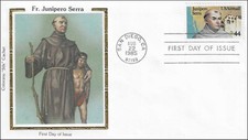 Junipero Serra Espanha Sacerdote Católico Espanhol EUA Colorano Seda FDC Cachet 1985 comprar usado  Enviando para Brazil
