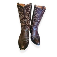 Botas caubói bordadas ocidentais salto neolita couro marrom vintage masculinas 8,5D comprar usado  Enviando para Brazil
