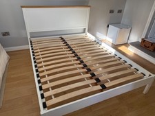 king white wooden bed for sale  HOLMFIRTH