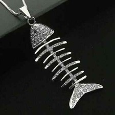 Colgante de calavera de pez de diamante simulado de corte redondo de 3 quilates enchapado en oro blanco de 14 k segunda mano  Embacar hacia Mexico