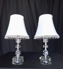Par Vintage Art Deco Corte Transparente Empilhado Formas de Vidro Multifacetado Abajures de Mesa comprar usado  Enviando para Brazil