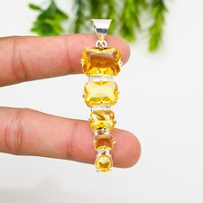 Colgante de plata de ley 925 con piedras preciosas de citrino amarillo hecho a mano joyería regalo para segunda mano  Embacar hacia Mexico