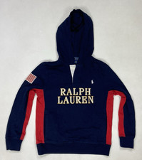 Usado, Polo Ralph Lauren Pulôver de Rugby com Capuz Meninos Tamanho 6 Logotipo Azul Bandeira Feitiçada Pônei comprar usado  Enviando para Brazil