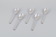 Georg Jensen, conjunto de cinco colheres de sobremesa Pyramid em prata esterlina. comprar usado  Enviando para Brazil