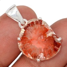 Colgantes de plata de ley 925 con rebanada de coral de cuerno rojo natural joyería CP72022 segunda mano  Embacar hacia Mexico