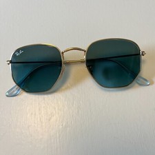 Óculos de sol Ray-ban lentes planas hexagonais feminino armação dourada lente azul comprar usado  Enviando para Brazil