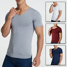 1 pieza Camisetas de seda helada sin costuras transpirables de color liso con cuello en V color liso para hombres M-5XL segunda mano  Embacar hacia Mexico