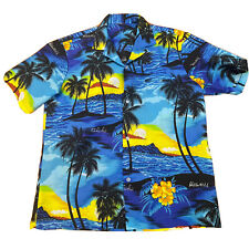 Camisa masculina Aloha havaiana vintage Royal Creations média pôr do sol palmeira surf, usado comprar usado  Enviando para Brazil