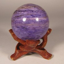 Bola esfera de pedra preciosa 40mm roxa CHAROITE com suporte - Yakutia, Rússia comprar usado  Enviando para Brazil