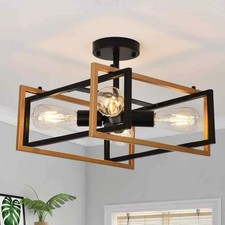 14,96 in. Marco cuadrado industrial de 4 luces negro y dorado montaje semi-al ras segunda mano  Embacar hacia Mexico