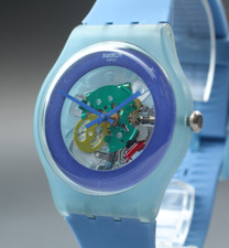 [Exc+5] Relógio Swatch SUON102 azul lacado esqueleto mostrador quartzo 41mm do Japão comprar usado  Enviando para Brazil