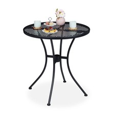 Okrągły metalowy stół 70x70 cm z otworem na parasol, czarny w kratkę na sprzedaż  PL