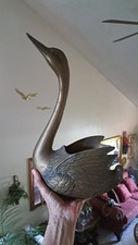 Estatueta vintage grande 13" de altura pescoço longo bronze cisne plantador pato ganso  comprar usado  Enviando para Brazil