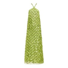 Vestido Des_Phemmes exclusivo verde nylon enfeitado malha Halter Max tamanho 6 comprar usado  Enviando para Brazil
