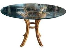 MESA DE JANTAR BAMBU RATTAN COM TAMPO DE VIDRO 48" comprar usado  Enviando para Brazil