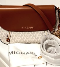 Bolsa de ombro Michael Kors Bedford Legacy cinza logotipo couro marrom usada  comprar usado  Enviando para Brazil