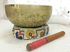 TIGELA DE CANTO VINTAGE ANTIGA FEITA À MÃO ANTIGA 9"" SOM INCRÍVEL COM BASTÃO comprar usado  Enviando para Brazil