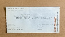 Talón de boleto de boxeo del campeonato mundial de Glasgow 2013 Ricky Burns vs José González segunda mano  Embacar hacia Mexico