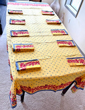 Usado, Antigo Williams Sonoma PROVENCE Toalha de Mesa Amarela e 8 Guardanapos PAÍS FRANCÊS 84”x63” comprar usado  Enviando para Brazil