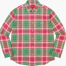 Usado, Camisa masculina de flanela xadrez SUPREME FW22 M botão para baixo algodão colarinho rosa verde comprar usado  Enviando para Brazil