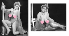 RUSSELL GAY Brune seins nus VAMP - 2 photographies originales Vintage 1962 #302 comprar usado  Enviando para Brazil