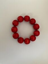 Wooden Red Beaded String Bracelet Drewniana bransoletka z czerwonych koralików na sprzedaż  PL