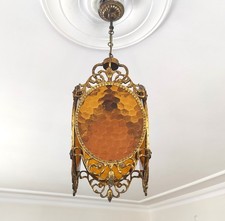 Luminária de teto antiga pingente abajur vintage latão francês vidro cor mel comprar usado  Enviando para Brazil