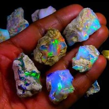 Lote de 5-7 peças de opala de fogo natural etíope jumbo welo amostra bruta 50 quilates pedra preciosa comprar usado  Enviando para Brazil