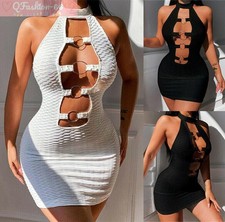 Mini vestido de festa feminino oco elegante sexy bodycon sem mangas clube sem costas, usado comprar usado  Enviando para Brazil