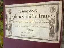 Assignat 2000 francs d'occasion  Bonsecours