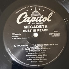 MEGADETH RUST IN PEACE 1º Reino Unido prensagem vinil lp 1990 est 2132 (leia a descrição), usado comprar usado  Enviando para Brazil