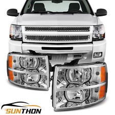 Par de carcaça cromada faróis Chevy Silverado 1500 2500HD 3500HD para 2007-2014 comprar usado  Enviando para Brazil