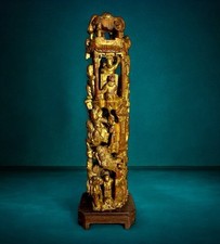 Fragmento de pilar dourado antigo chinês escultura em madeira dourada 15 pol. final da dinastia Qing comprar usado  Enviando para Brazil