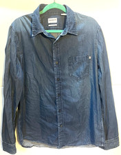 Camisa jeans Timberland L slim fit manga longa azul abotoada casual vestuário de trabalho comprar usado  Enviando para Brazil