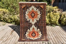 Tapete caucasiano tamanho 3x6 feito à mão vintage marrom primitivo 115x185cm comprar usado  Enviando para Brazil