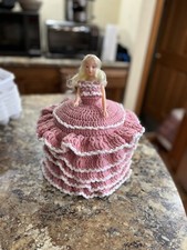 Capa de papel higiênico vintage rosa crochê menina mulher boneca retrô MCM banheiro comprar usado  Enviando para Brazil