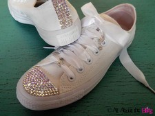 CONVERSE ALL STAR Branco com Cristais SWAROVSKI Personalizados AB Iridescente NOIVA comprar usado  Enviando para Brazil