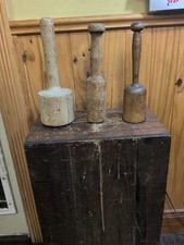 Lote de 3 ferramentas de cozinha vintage de madeira: Pounder, Masher e Pilão comprar usado  Enviando para Brazil