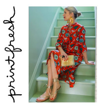 Vestido estampado Fresh Pencil & Paper Co. vermelho floral e estampa de animais NOVO tamanho P, usado comprar usado  Enviando para Brazil