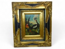 Pintura original vintage de talladores y florines al óleo firmada - pre-amada segunda mano  Embacar hacia Mexico