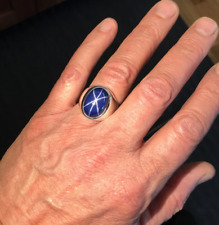 Anel masculino de safira estrela azul genuína prata esterlina 925 anel de safira para meninos, usado comprar usado  Enviando para Brazil