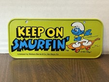 Placa de licença de bicicleta vintage 1983 Smurfs Wallace Berrie 4,75" x 2" metal comprar usado  Enviando para Brazil