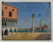 1902 Franz WAGNER Stary obraz, Plac Świętego Marka w Wenecji, olej, 59,5 x 46 cm na sprzedaż  PL