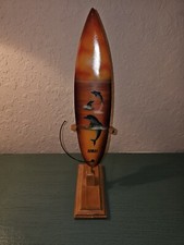 Prancha de surf vintage miniatura pintada à mão em suporte - golfinhos ao brincar/Havaí comprar usado  Enviando para Brazil