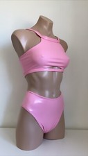 Maquiagem 👶🏻 Conjuntos de vinil PVC fetiche polewear pole dance crop top cintura alta PU comprar usado  Enviando para Brazil
