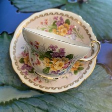 Buquê de flores silvestres E. B. Foley Bone China filigrana dourada e xícara e pires aro rosa comprar usado  Enviando para Brazil